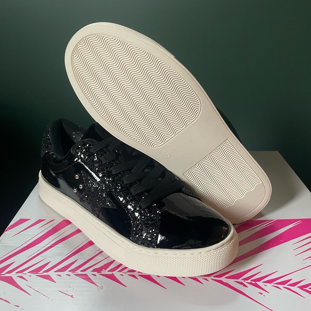 Corkys Black Sneakers with Glossy Finish